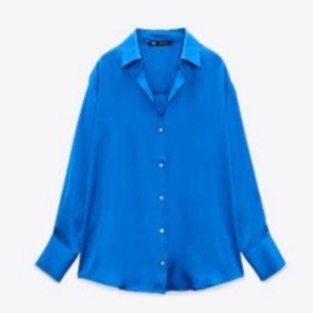 Zara Blue Button-Up Blouse